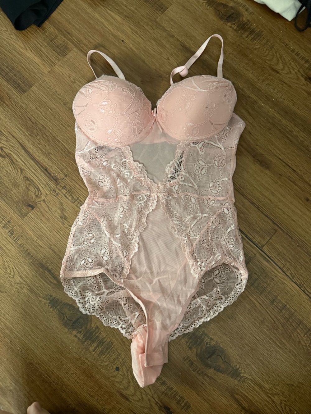 Lace Bodysuit Teddy - Light Pink